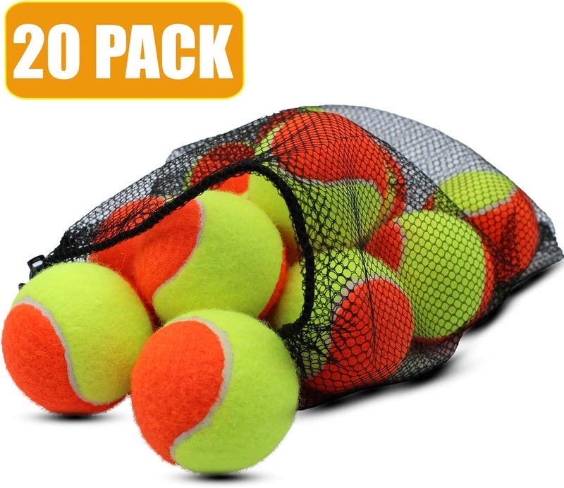 Magicorange Tennis Balls, 20 Pack Low Compression Stage Tennis Ball for Beginners Youth Kids Training Practicing with Mesh Bag for Easy Transport - Image 3